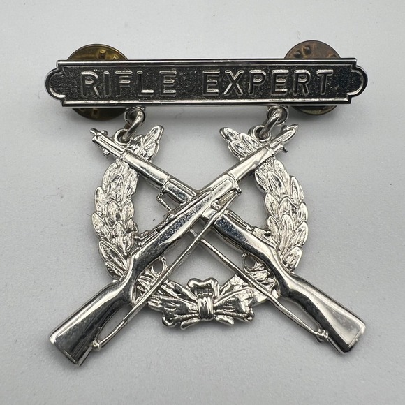 Military Issue Other - Vintage US Military‎ Rifle Expert Qualification Badge Pin Army Marine Marksman